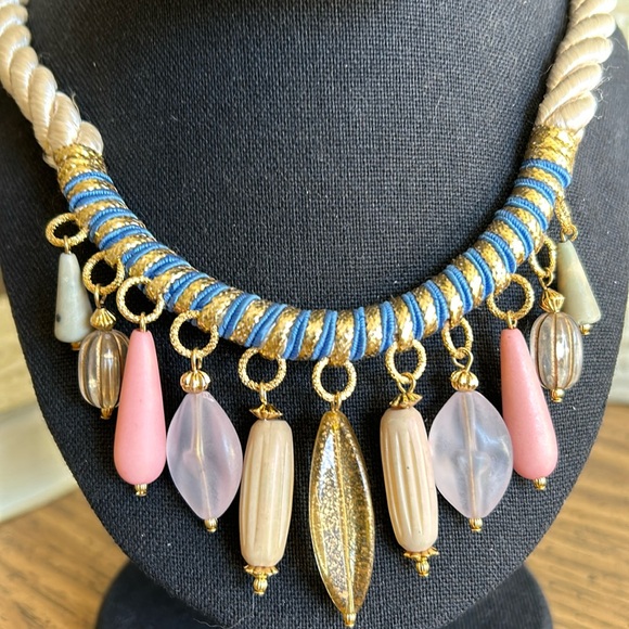 Vintage Egyptian Look Rope Charm Necklace - Picture 3 of 13